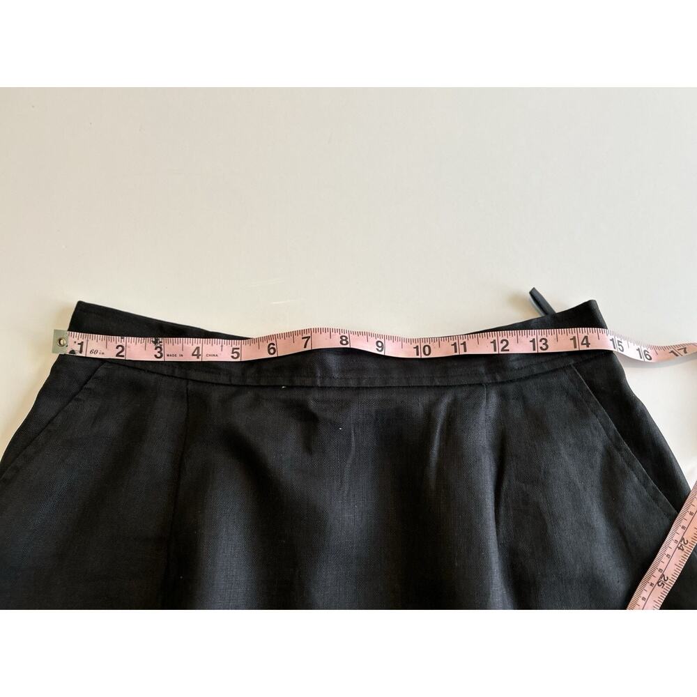 Talbots A-Line 100% LINEN Skirt Size 12 Black Lined Office Minimalist Career - Picture 8 of 9